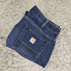 Carhartt Rugged Flex Loose Fit Jeans Women 12 Dark Wash Denim BD2731-W Excellent